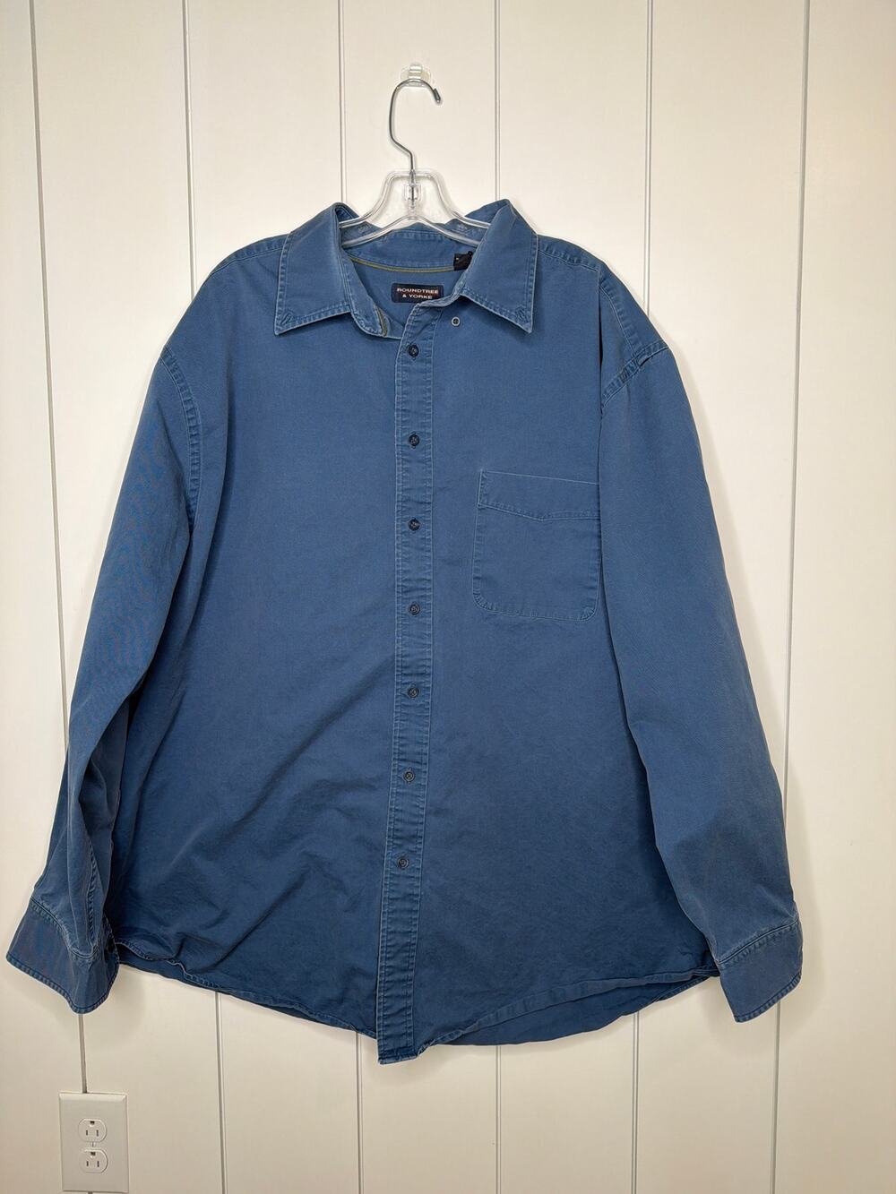 Roundtree & Yorke Denim Button Up Shirt Men’s 3XT Blue Cotton Pocket